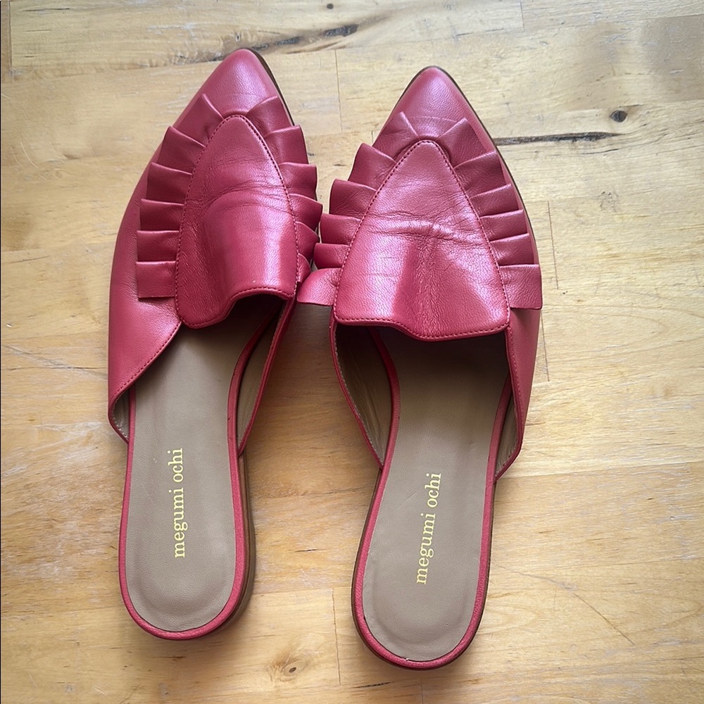 Women's Pink Leather Mules